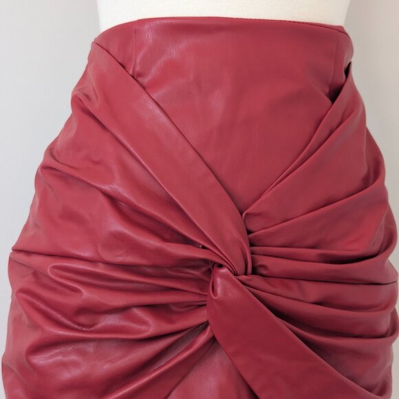 New with tags. Zara faux leather mini skirt. Red.  Medium. - Picture 3 of 10